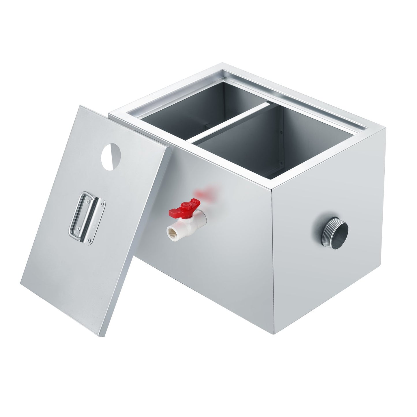 Commercial Grease Trap, 3.6 kg Grease Interceptor, Top Inlet Interceptor, Under Sink Stainless Steel Grease Trap, 2.8 GPM Waste Water Oil-water Separator, for Restaurant Canteen Home Kitchen