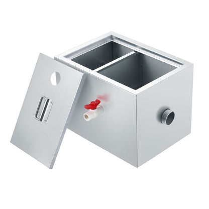 Commercial Grease Trap, 3.6 kg Grease Interceptor, Top Inlet Interceptor, Under Sink Stainless Steel Grease Trap, 2.8 GPM Waste Water Oil-water Separator, for Restaurant Canteen Home Kitchen