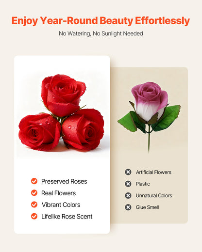 Forever Flowers, 100 Preserved Roses in a Heart Shape Box, Eternal Flowers Immortal Bouquet Birthday Present for Women Her Wife Mothers, Anniversary, Valentine's Day,Christmas, Red