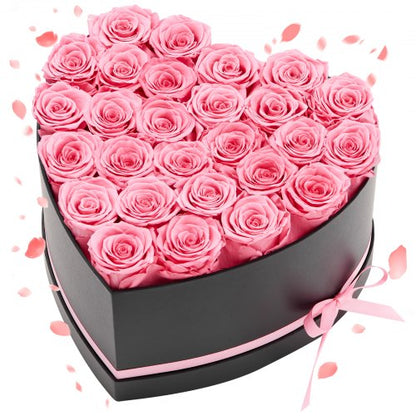 Forever Flowers, 27 Preserved Roses in a Heart Shape Box, Eternal Flowers Immortal Bouquet Birthday Present for Women Her Wife Mothers, Anniversary, Valentine's Day,Christmas, Pink