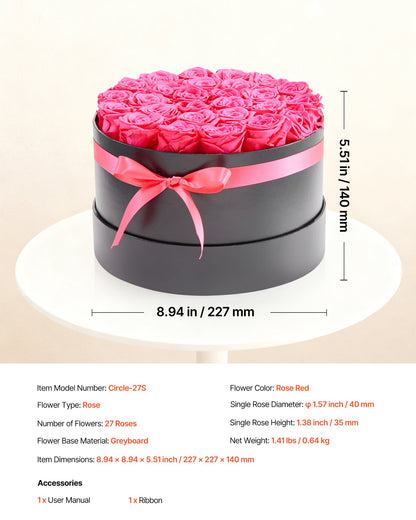 Forever Flowers, 27 Preserved Roses in a Box, Eternal Flowers Immortal Bouquet Birthday Present for Delivery Prime Women Her Wife Mothers, Anniversary, Valentine's Day,Christmas, Rose Red