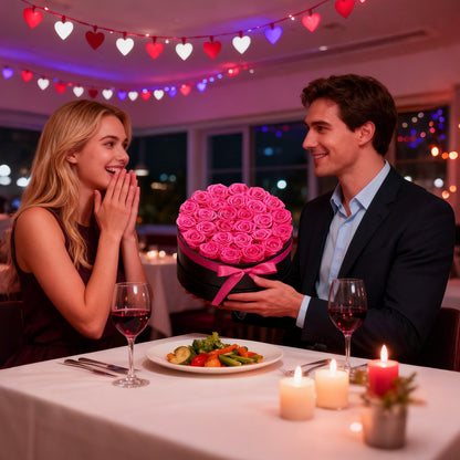 Forever Flowers, 27 Preserved Roses in a Box, Eternal Flowers Immortal Bouquet Birthday Present for Delivery Prime Women Her Wife Mothers, Anniversary, Valentine's Day,Christmas, Rose Red