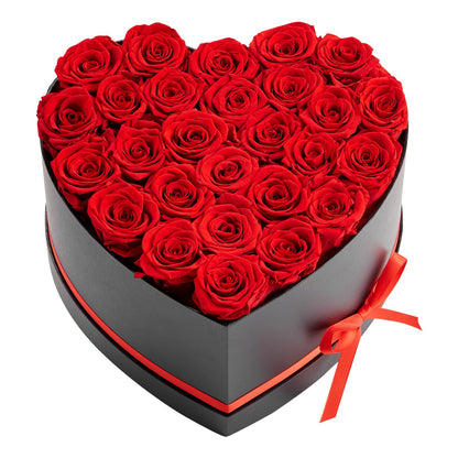 Forever Flowers, 27 Preserved Roses in a Heart Shape Box, Eternal Flowers Immortal Bouquet Birthday Present for Delivery Prime Women Her Wife Mothers, Anniversary, Valentine's Day,Christmas, Red