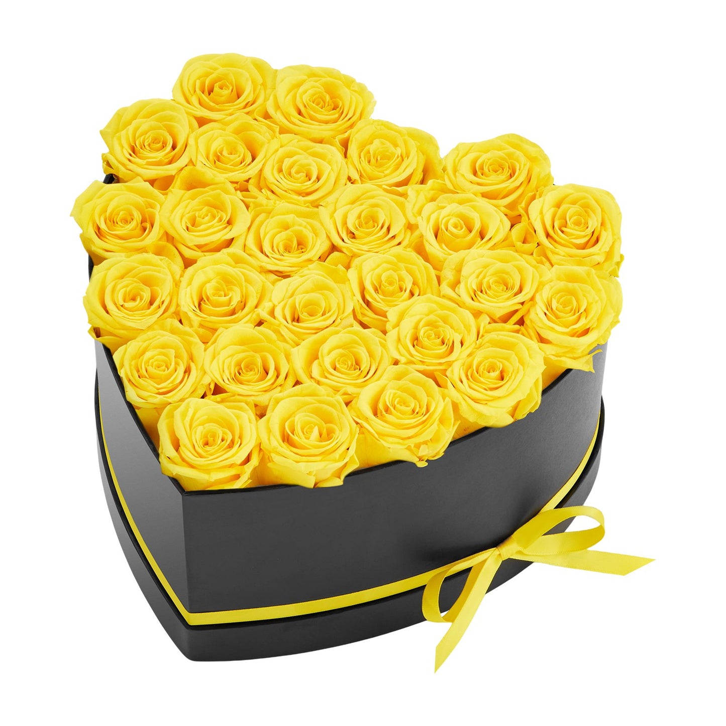 Forever Flowers, 27 Preserved Roses in a Heart Shape Box, Eternal Flowers Immortal Bouquet Birthday Present for Women Her Wife Mothers, Anniversary, Valentine's Day,Christmas, Yellow