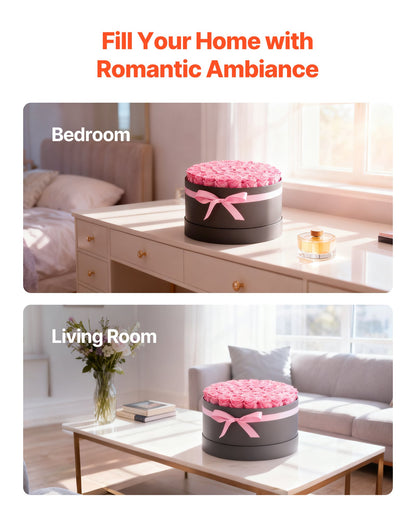 Forever Flowers, 50 Preserved Roses in a Box, Eternal Flowers Immortal Bouquet Birthday Present for Delivery Prime Women Her Wife Mothers, Anniversary, Valentine's Day,Christmas, Sweet Pink