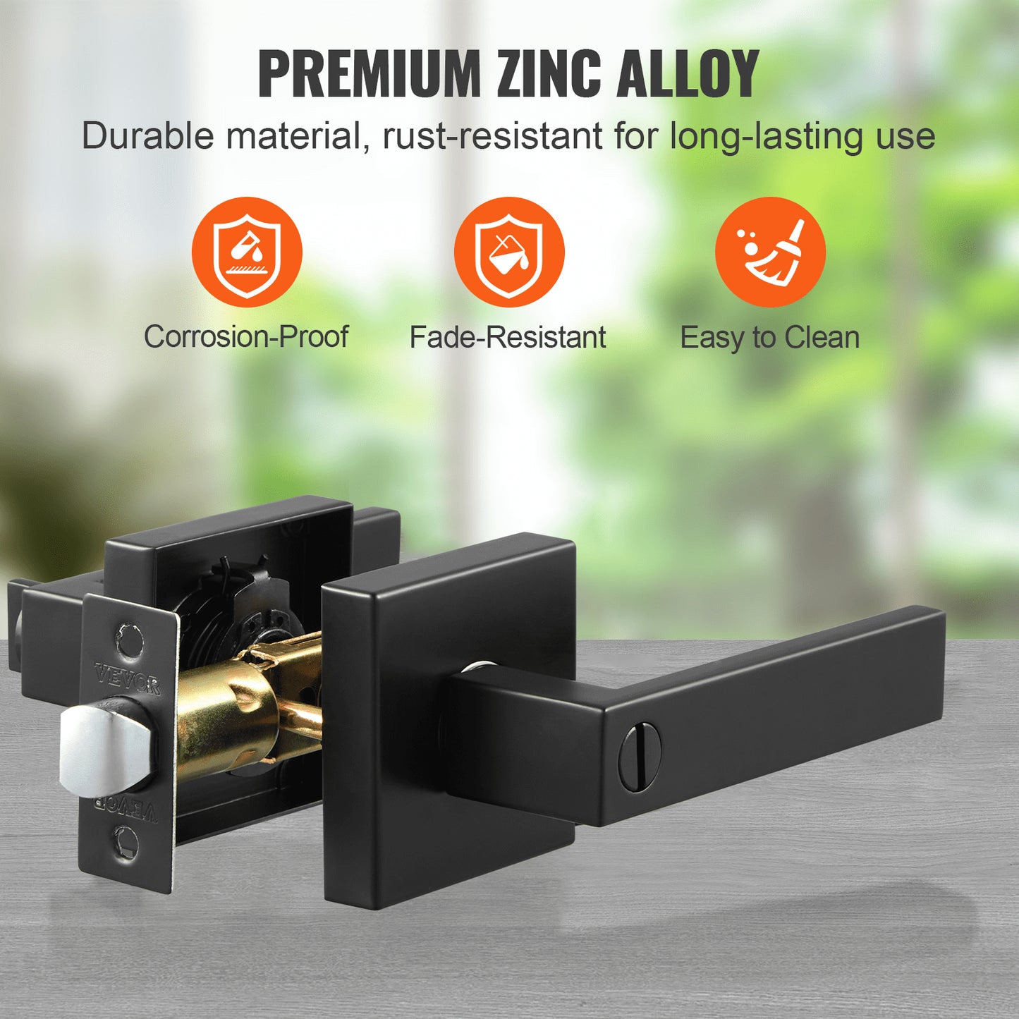 Privacy Door Handle, 10 Pack Matte Black Door Lever, Left or Right Handing Reversible Lever with Keyless Lock, 45° Rotation to Open, Universal Square Interior for Bedroom and Bathroom Doors