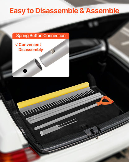 Landscape Rake, 914 mm Wide Head 3380 mm Handle, Large Heavy Duty Aluminum Landscaping Leaf Rake Tool, Asphalt Level for Loosening Soil, Garden & Yard, Pond Gravel & Beach Lawn Care, 15.8m Rope