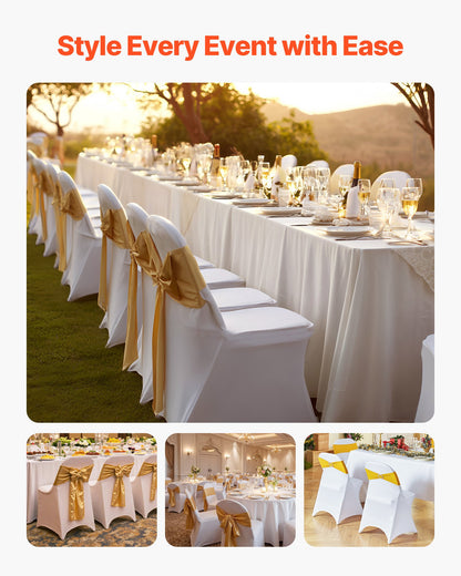 150 Pcs White Chair Covers, Polyester Spandex Chair Cover, Stretch Slipcovers for Wedding Party Dining Banquet Flat-Front Chair Covers, Fits Chair Measures up to 17.72 x 18.11 x 30.31 inch