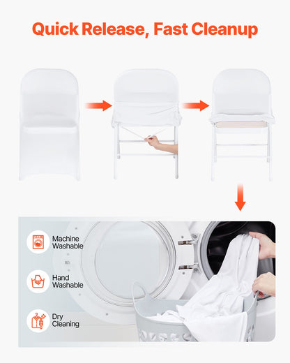 150 Pcs White Chair Covers, Polyester Spandex Chair Cover, Stretch Slipcovers for Wedding Party Dining Banquet Flat-Front Chair Covers, Fits Chair Measures up to 17.72 x 18.11 x 30.31 inch