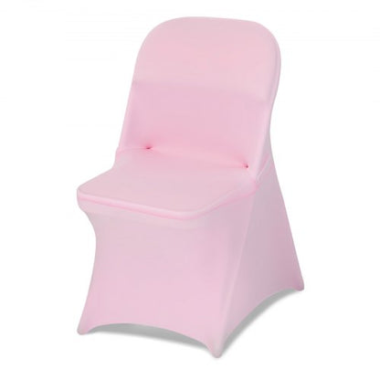 50 Pcs Pink Chair Covers, Polyester Spandex Chair Cover, Stretch Slipcovers for Wedding Party Dining Banquet Flat-Front Chair Covers, Fits Chair Measures up to 17.72 x 18.11 x 30.31 inch
