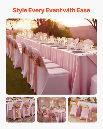 50 Pcs Pink Chair Covers, Polyester Spandex Chair Cover, Stretch Slipcovers for Wedding Party Dining Banquet Flat-Front Chair Covers, Fits Chair Measures up to 17.72 x 18.11 x 30.31 inch