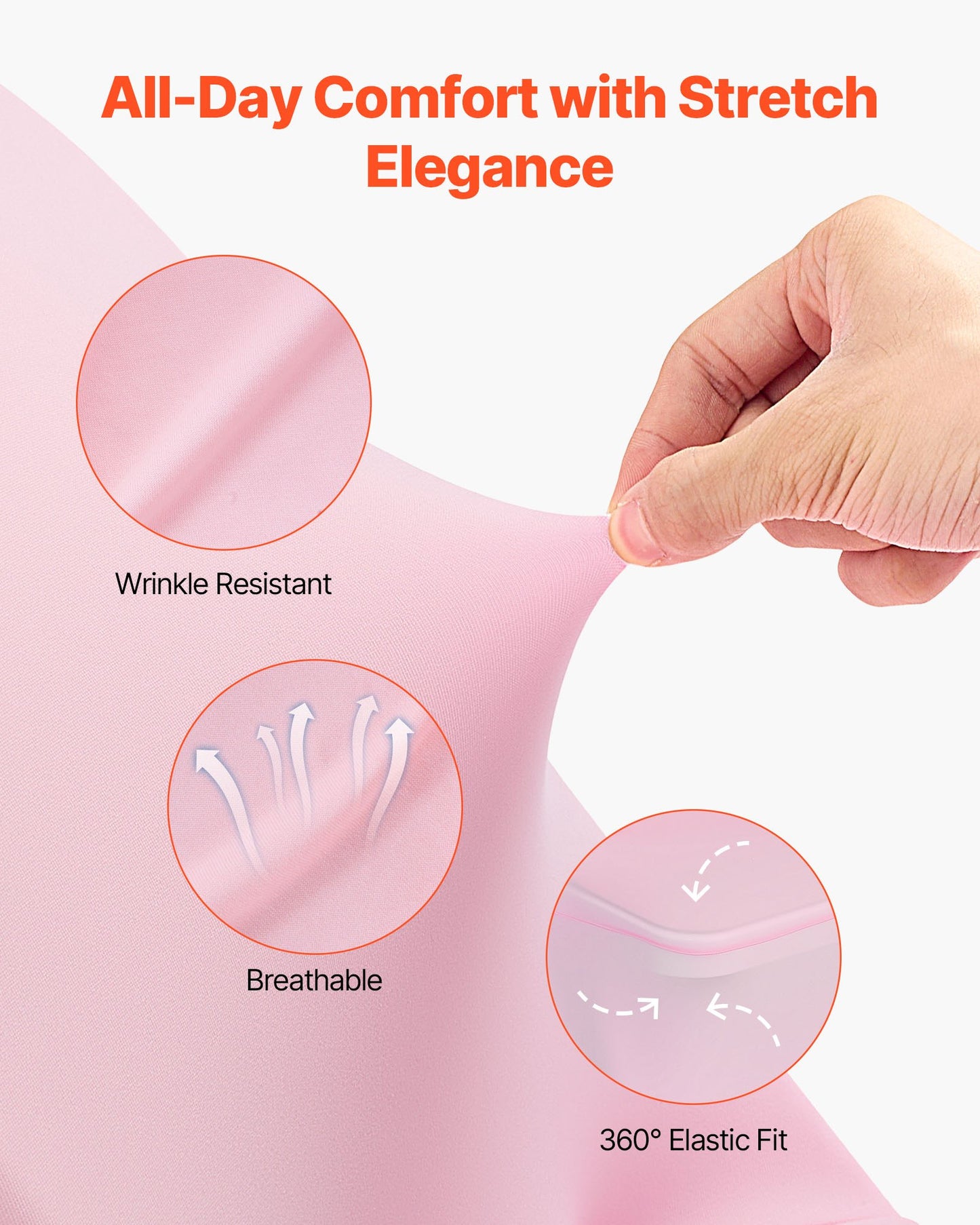 50 Pcs Pink Chair Covers, Polyester Spandex Chair Cover, Stretch Slipcovers for Wedding Party Dining Banquet Flat-Front Chair Covers, Fits Chair Measures up to 17.72 x 18.11 x 30.31 inch