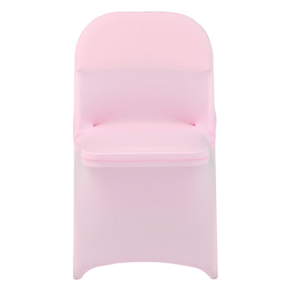 50 Pcs Pink Chair Covers, Polyester Spandex Chair Cover, Stretch Slipcovers for Wedding Party Dining Banquet Flat-Front Chair Covers, Fits Chair Measures up to 17.72 x 18.11 x 30.31 inch