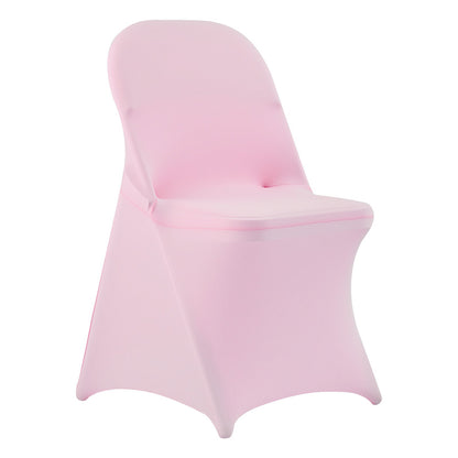 50 Pcs Pink Chair Covers, Polyester Spandex Chair Cover, Stretch Slipcovers for Wedding Party Dining Banquet Flat-Front Chair Covers, Fits Chair Measures up to 17.72 x 18.11 x 30.31 inch