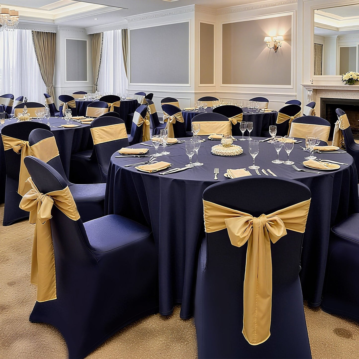 50 Pcs Navy Blue Chair Covers, Polyester Spandex Chair Cover, Stretch Slipcovers for Wedding Party Dining Banquet Flat-Front Chair Covers, Fits Chair Measures up to 20.08 x 17.72 x 37.4 inch