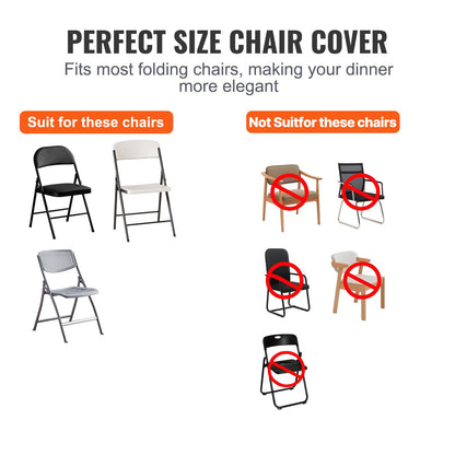 Stretch Spandex Folding Chair Covers, Universal Fitted Chair Cover, Removable Washable Protective Slipcovers, for Wedding, Holiday, Banquet, Party, Celebration, Dining (100PCS Black)