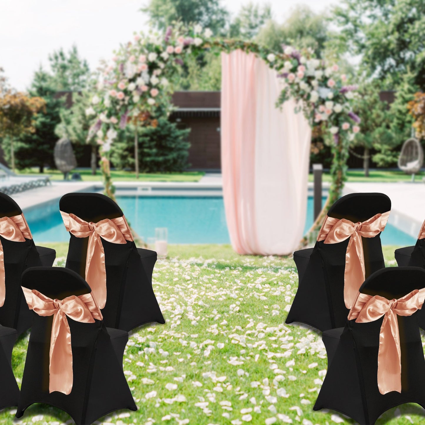 Stretch Spandex Folding Chair Covers, Universal Fitted Chair Cover, Removable Washable Protective Slipcovers, for Wedding, Holiday, Banquet, Party, Celebration, Dining (100PCS Black)