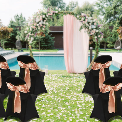 Stretch Spandex Folding Chair Covers, Universal Fitted Chair Cover, Removable Washable Protective Slipcovers, for Wedding, Holiday, Banquet, Party, Celebration, Dining (100PCS Black)