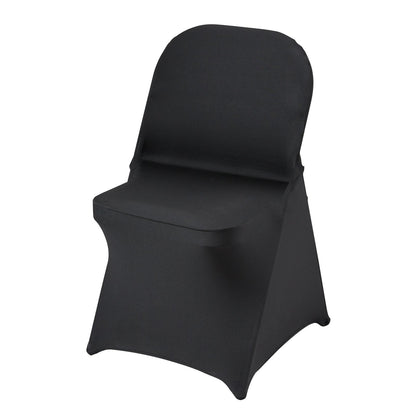 Stretch Spandex Folding Chair Covers, Universal Fitted Chair Cover, Removable Washable Protective Slipcovers, for Wedding, Holiday, Banquet, Party, Celebration, Dining (100PCS Black)