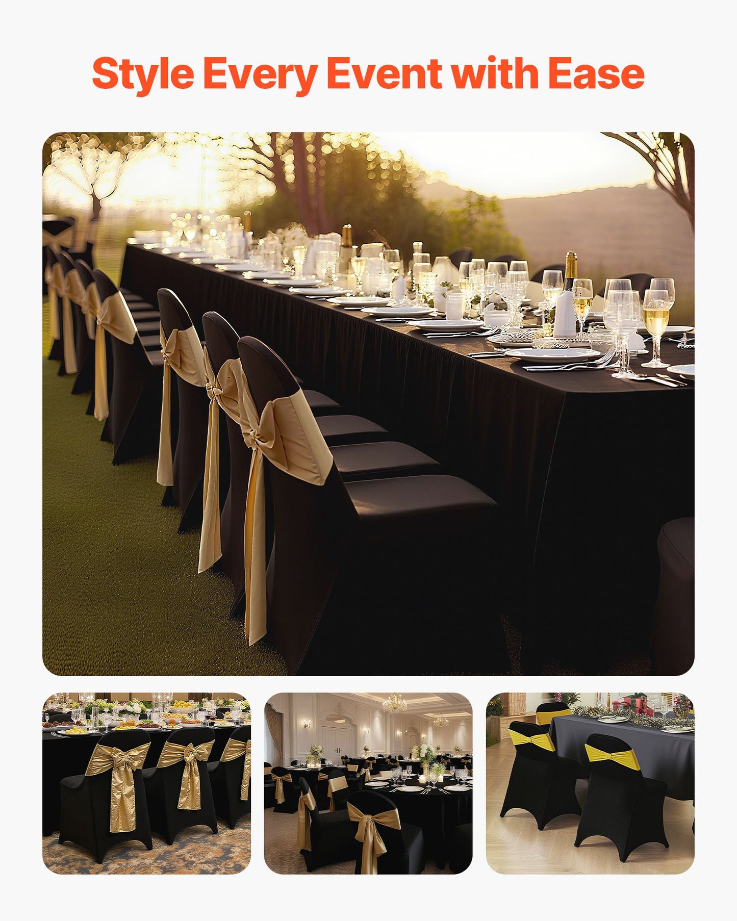 150 Pcs Black Chair Covers, Polyester Spandex Chair Cover, Stretch Slipcovers for Wedding Party Dining Banquet Flat-Front Chair Covers, Fits Chair Measures up to 17.72 x 18.11 x 30.31 inch