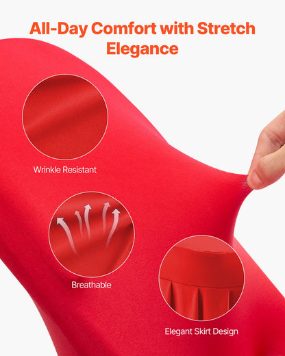 30 Pcs Red Chair Covers, Polyester Spandex Chair Cover, Stretch Slipcovers for Wedding Party Dining Banquet Flat-Front Chair Covers, Fits Chair Measures up to 20.08 x 17.72 x 37.4 inch