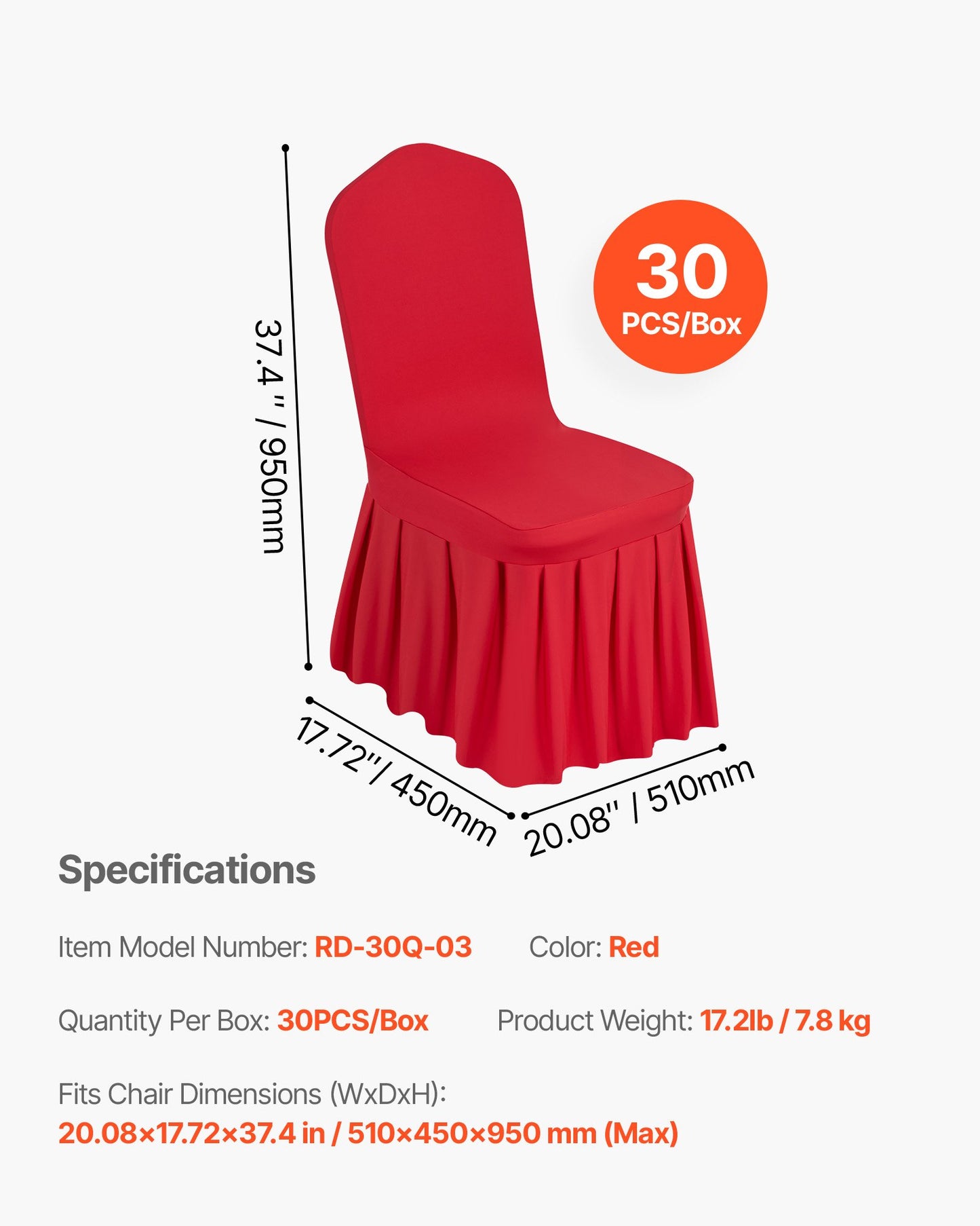 30 Pcs Red Chair Covers, Polyester Spandex Chair Cover, Stretch Slipcovers for Wedding Party Dining Banquet Flat-Front Chair Covers, Fits Chair Measures up to 20.08 x 17.72 x 37.4 inch