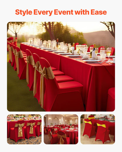 50 Pcs Red Chair Covers, Polyester Spandex Chair Cover, Stretch Slipcovers for Wedding Party Dining Banquet Flat-Front Chair Covers, Fits Chair Measures up to 17.72 x 18.11 x 30.31 inch