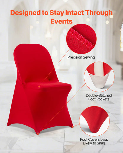 50 Pcs Red Chair Covers, Polyester Spandex Chair Cover, Stretch Slipcovers for Wedding Party Dining Banquet Flat-Front Chair Covers, Fits Chair Measures up to 17.72 x 18.11 x 30.31 inch