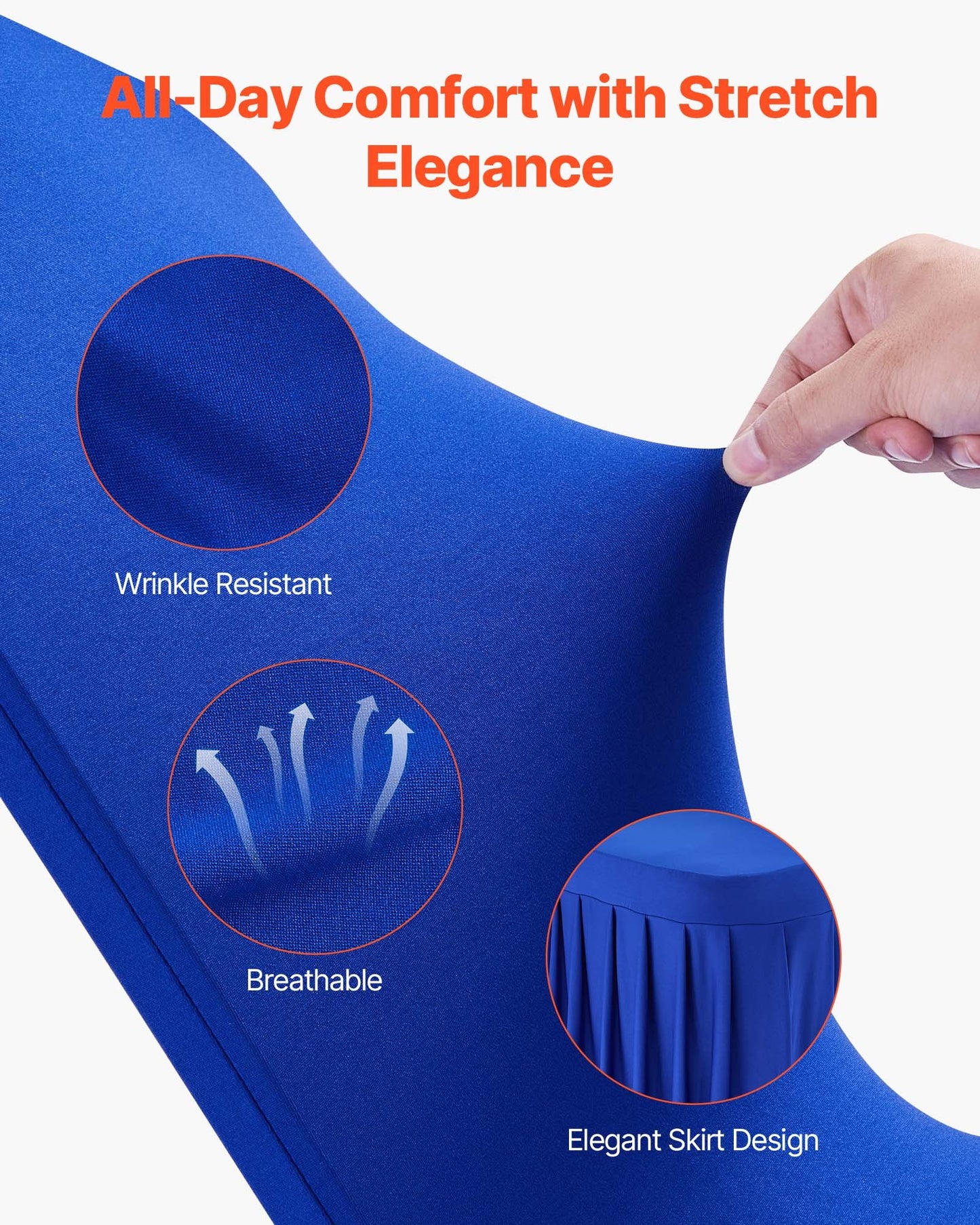 30 Pcs Blue Chair Covers, Polyester Spandex Chair Cover, Stretch Slipcovers for Wedding Party Dining Banquet Flat-Front Chair Covers, Fits Chair Measures up to 20.08 x 17.72 x 37.4 inch