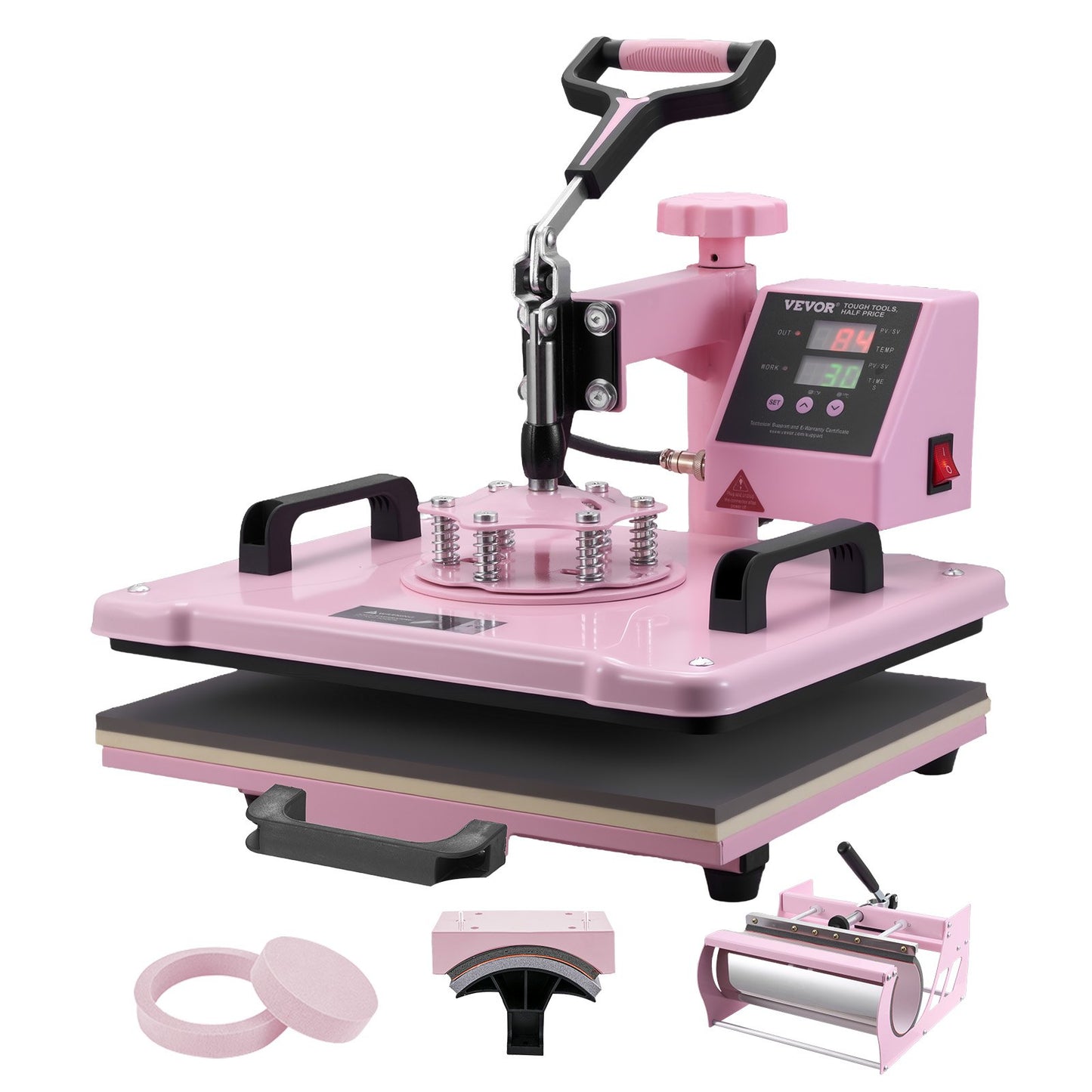 Heat Press Machine 30.5x38.1 cm 5 in 1 with 850.5 g Tumbler Press T-Shirts Pink