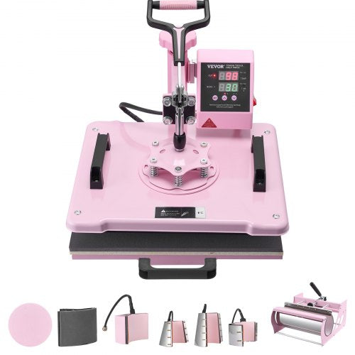 Heat Press Machine 30.5x38.1 cm 8 in 1 with 850.5 g Tumbler Press T-Shirts Pink