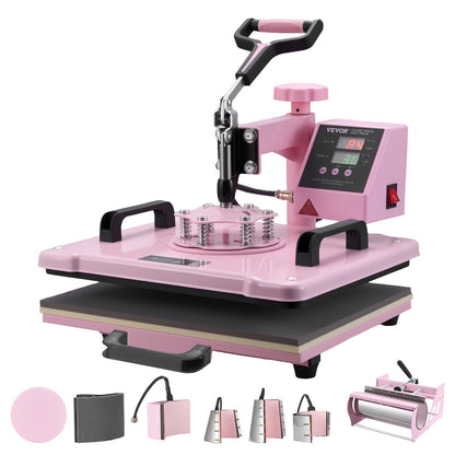 Heat Press Machine 30.5x38.1 cm 8 in 1 with 850.5 g Tumbler Press T-Shirts Pink