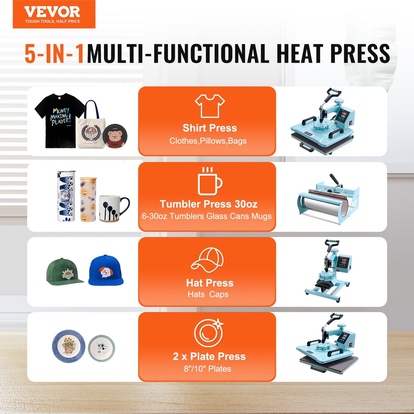 Heat Press Machine 300 x 380 mm 8 in 1 with 850.5 g Tumbler Press T-Shirts Green