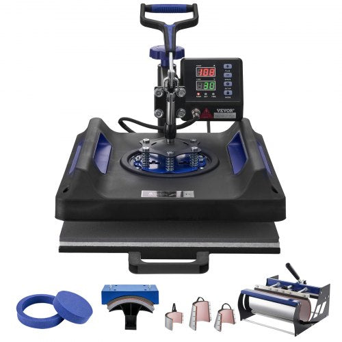8 in 1 Heat Press Machine 38x38 cm 850.5 g Tumbler Press T-Shirts Black+Blue