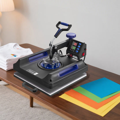 8 in 1 Heat Press Machine 38x38 cm 850.5 g Tumbler Press T-Shirts Black+Blue