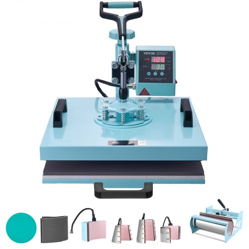 Värmepress 38x38 cm 8 i 1 med 850,5 g tumlarpress T-shirts gröna