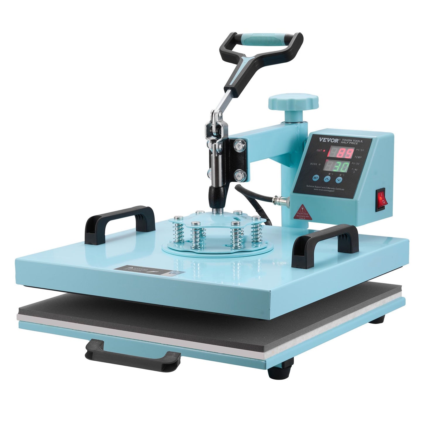 Värmepress 38x38 cm 8 i 1 med 850,5 g tumlarpress T-shirts gröna