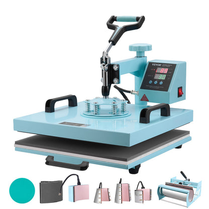 Värmepress 38x38 cm 8 i 1 med 850,5 g tumlarpress T-shirts gröna