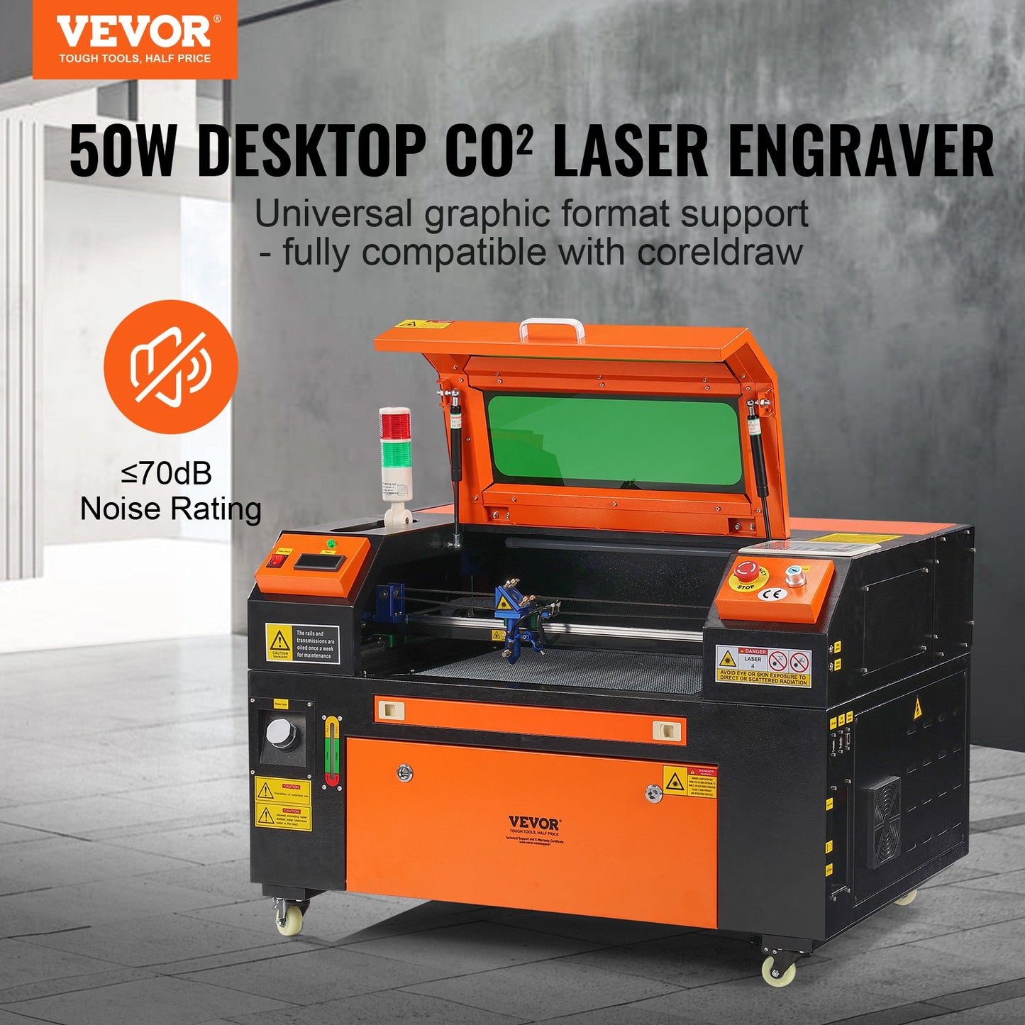 50W CO2-lasergravör, 30 x 51 cm (12 x 20 tum), 500 mm/s (19,7 IPS) laserskärmaskin med 2-vägs luftassistans, kompatibel med LightBurn, CorelDRAW, AutoCAD, Windows, Mac OS, Linux, för trä, akryl och tyg.