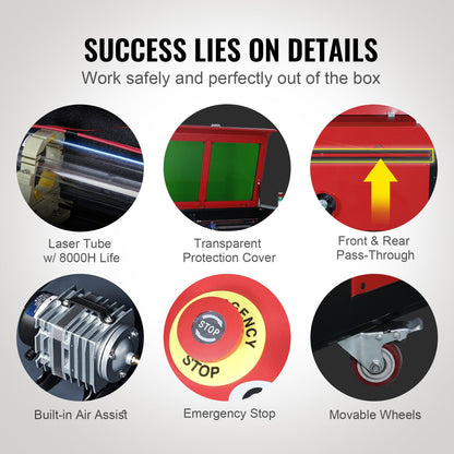 100W CO2-lasergravör, 61 x 89 cm (24 x 35 tum), 500 mm/s (19,7 IPS) laserskärmaskin med 2-vägs luftassistans, kompatibel med LightBurn, CorelDRAW, AutoCAD, Windows, Mac OS, Linux, för trä, akryl och tyg.