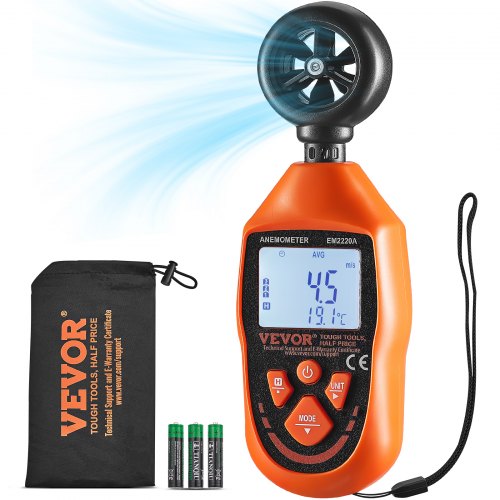 Handhållen anemometer, 14℉-113℉, digital vindhastighetsmätare med LED-bakgrundsbelyst skärm, mäter vindhastighet, vindtemperatur, luftflöde, vindkylning, för segling, surfing, drönare, flygning, HVAC