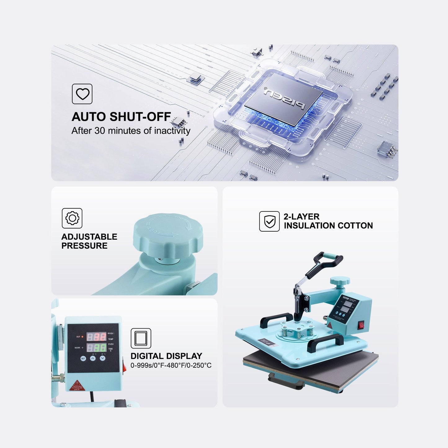 Heat Press Machine 30.5x38.1 cm 2 in 1 Heat Transfer Machine for T-Shirts Hats