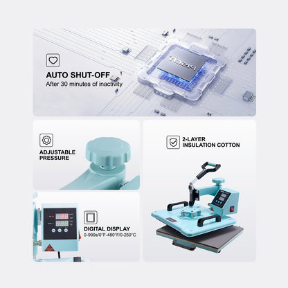 Heat Press Machine 30.5x38.1 cm 2 in 1 Heat Transfer Machine for T-Shirts Hats