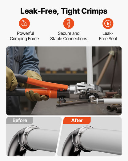 Hydraulic Pipe Crimping Tool, PEX & Aluminum-Plastic Tube Fittings Crimper with TH16 TH20 TH26 TH32 Jaws & Carrying Case, Press Crimper Tool Kit for Plumbing Repairs & Installations