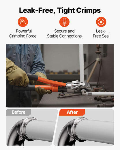 Hydraulic Pipe Crimping Tool, PEX & Aluminum-Plastic Tube Fittings Crimper with U16 U20 U25 U32 Jaws & Carrying Case, Press Crimper Tool Kit for Plumbing Repairs & Installations