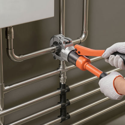 Hydraulic Pipe Crimping Tool, Stainless Steel Tube Fittings Crimper with V12, V15, V18, V22, V28 Jaws & Carrying Case, Press Crimper Tool Kit for Plumbing Repairs & Installations