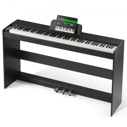 Weighted Digital Piano, 88 Key Fully Weighted Keys, Electric Piano Dual Keyboard & Speakers Simple Cabinet Bracket with Headphone 200 Tones & Rhythms, Support Bluetooth/USB/MIDI, for Beginners