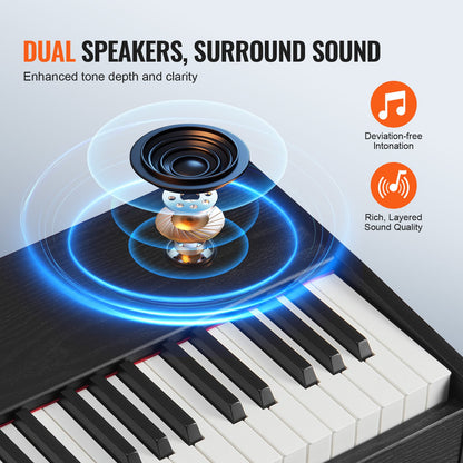 Weighted Digital Piano, 88 Key Fully Weighted Keys, Electric Piano Dual Keyboard & Speakers Simple Cabinet Bracket with Headphone 200 Tones & Rhythms, Support Bluetooth/USB/MIDI, for Beginners