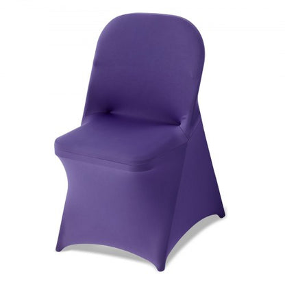 50 Pcs Purple Chair Covers, Polyester Spandex Chair Cover, Stretch Slipcovers for Wedding Party Dining Banquet Flat-Front Chair Covers, Fits Chair Measures up to 17.72 x 18.11 x 30.31 inch