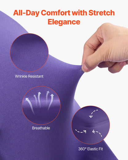 50 Pcs Purple Chair Covers, Polyester Spandex Chair Cover, Stretch Slipcovers for Wedding Party Dining Banquet Flat-Front Chair Covers, Fits Chair Measures up to 17.72 x 18.11 x 30.31 inch